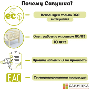 Кровать детская двухъярусная Савушка-05 80х160 White (белый)